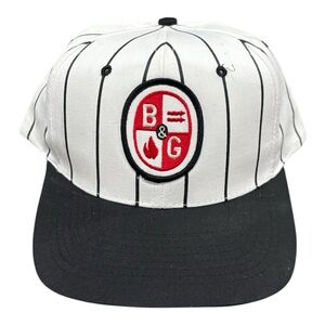 Black and White Striped Cap with Red Logo Vintage B&G Snap Back Cap Hat Baseball